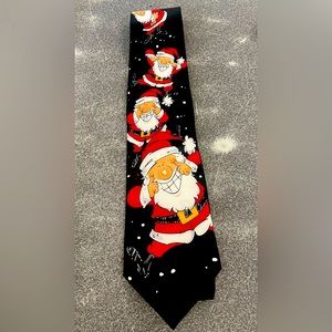 Mens Vintage Santa Theme Christmas Necktie by Hallmark Yule Tie Greetings